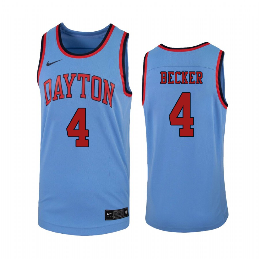 Men #4 Jared Becker Dayton Flyers College Basketball Jerseys Sale-Light Blue